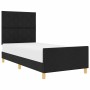 Estructura de cama con cabecera Negro 100 x 200 cm tela