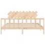 Double bed frame with solid wood headboard by vidaXL, Beds and slatted bases - Ref: Foro24-3193481, Price: 151,26 €, Discount: %