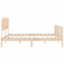 Double bed frame with solid wood headboard by vidaXL, Beds and slatted bases - Ref: Foro24-3193481, Price: 151,26 €, Discount: %