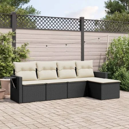 Gartenmöbel-Set 5-teilig mit schwarzen Polstern aus synthetischem Rattan von vidaXL, Gartensets - Ref: Foro24-3252423, Preis:...