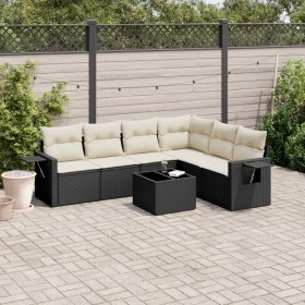 Garten-Essgruppe 7-teilig mit schwarzen Polstern aus synthetischem Rattan. von vidaXL, Gartensets - Ref: Foro24-3252553, Prei...