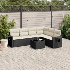 Set de comedor de jardín 7 pzas y cojines ratán sintético negro by vidaXL, Garden sets - Ref: Foro24-3252553, Price: 428,03 €...