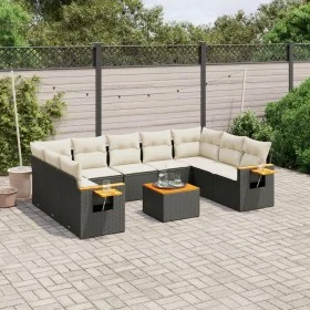Gartensofa-Set, 10-teilig, mit schwarzen Kissen und synthetischem Rattan. von vidaXL, Gartensets - Ref: Foro24-3259522, Preis...