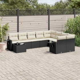 Set de sofás de jardín 10 pzas cojines ratán sintético negro by vidaXL, Garden sets - Ref: Foro24-3252993, Price: 598,38 €, D...