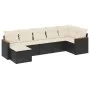 Set de comedor de jardín 7 pzas y cojines ratán sintético negro de vidaXL, Conjuntos de jardín - Ref: Foro24-3258591, Precio:...