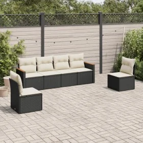Set de sofás de jardín 6 piezas y cojines ratán sintético negro by vidaXL, Garden sets - Ref: Foro24-3258262, Price: 337,89 €...