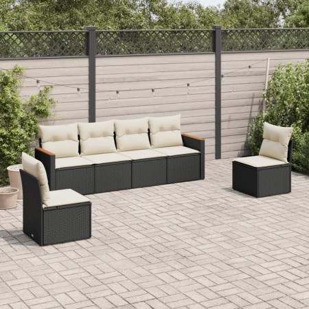 Set de sofás de jardín 6 piezas y cojines ratán sintético negro by vidaXL, Garden sets - Ref: Foro24-3258262, Price: 342,26 €...