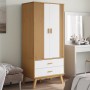Schrank OLDEN aus massivem Kiefernholz in Weiß und Braun 76,5x53x172 cm von vidaXL, Kleiderschränke - Ref: Foro24-358596, Pre...
