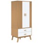 Schrank OLDEN aus massivem Kiefernholz in Weiß und Braun 76,5x53x172 cm von vidaXL, Kleiderschränke - Ref: Foro24-358596, Pre...