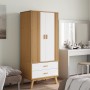 Schrank OLDEN aus massivem Kiefernholz in Weiß und Braun 76,5x53x172 cm von vidaXL, Kleiderschränke - Ref: Foro24-358596, Pre...