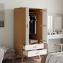 Schrank OLDEN aus massivem Kiefernholz in Weiß und Braun 76,5x53x172 cm von vidaXL, Kleiderschränke - Ref: Foro24-358596, Pre...