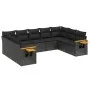 Set de sofás de jardín 8 piezas y cojines ratán sintético negro by vidaXL, Garden sets - Ref: Foro24-3227112, Price: 597,81 €...