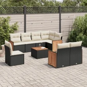 8-teiliges Gartensofa-Set und Kissen aus schwarzem Kunststoff-Rattan. von vidaXL, Gartensets - Ref: Foro24-3260250, Preis: 57...