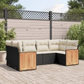 Set de sofás de jardín 6 piezas y cojines ratán sintético negro by vidaXL, Garden sets - Ref: Foro24-3260341, Price: 405,81 €...
