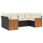 6-teiliges Gartensofa-Set und Kissen aus schwarzem Kunststoff-Rattan. von vidaXL, Gartensets - Ref: Foro24-3260341, Preis: 40...