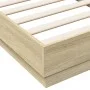 Engineered wood bed frame in Sonoma oak, 90x190 cm. by vidaXL, Beds and slatted bases - Ref: Foro24-839632, Price: 72,25 €, D...