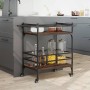 Küchenwagen aus Eichenholz, braune Ingenieurarbeit, 82x40x78,5 cm. von vidaXL, Küchen- und Speisewagen - Ref: Foro24-842365, ...