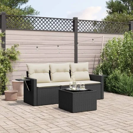 Juego de sofás jardín 4 pzas con cojines ratán sintético negro by vidaXL, Garden sets - Ref: Foro24-3252203, Price: 260,71 €,...