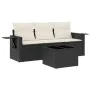Juego de sofás jardín 4 pzas con cojines ratán sintético negro by vidaXL, Garden sets - Ref: Foro24-3252203, Price: 260,71 €,...