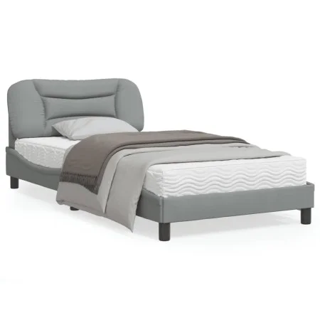 Bed frame with light gray fabric headboard 100x200 cm by vidaXL, Beds and slatted bases - Ref: Foro24-3207751, Price: 145,22 ...