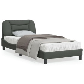 Bed frame with dark gray fabric headboard 90x200 cm by vidaXL, Beds and slatted bases - Ref: Foro24-3207745, Price: 153,97 €,...