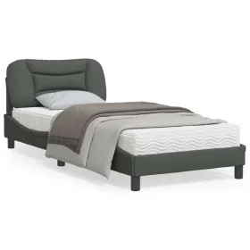 Bed frame with dark gray fabric headboard 90x200 cm by vidaXL, Beds and slatted bases - Ref: Foro24-3207745, Price: 141,49 €,...
