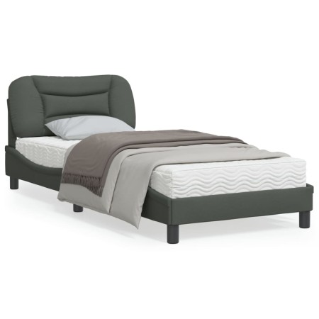 Estructura de cama con cabecero de tela gris oscuro 90x200 cm de vidaXL, Camas y somieres - Ref: Foro24-3207745, Precio: 152,...