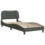 Bed frame with dark gray fabric headboard 90x200 cm by vidaXL, Beds and slatted bases - Ref: Foro24-3207745, Price: 141,49 €,...