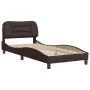 Bed frame with dark brown fabric headboard 90x200 cm by vidaXL, Beds and slatted bases - Ref: Foro24-3207747, Price: 146,53 €...