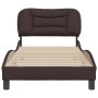 Estructura de cama con cabecero de tela marrón oscuro 90x200 cm