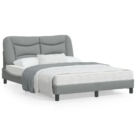 Bed frame with light gray fabric headboard 140x200 cm by vidaXL, Beds and slatted bases - Ref: Foro24-3207772, Price: 223,06 ...