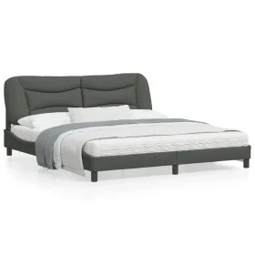 Bed frame with dark gray fabric headboard 180x200 cm by vidaXL, Beds and slatted bases - Ref: Foro24-3207787, Price: 257,43 €...