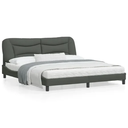 Estructura de cama con cabecero tela gris oscuro 180x200 cm de vidaXL, Camas y somieres - Ref: Foro24-3207787, Precio: 257,05...
