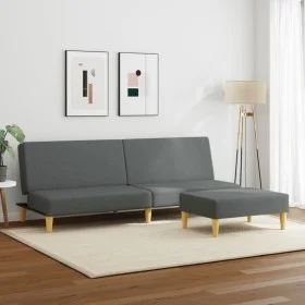 Sofá cama de 2 plazas con taburete tela gris oscuro by vidaXL, Sofas - Ref: Foro24-3216225, Price: 292,40 €, Discount: %