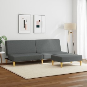 Sofá cama de 2 plazas con taburete tela gris oscuro by vidaXL, Sofas - Ref: Foro24-3216225, Price: 280,53 €, Discount: %