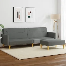 Sofá cama de 2 plazas con taburete tela gris oscuro by vidaXL, Sofas - Ref: Foro24-3216244, Price: 320,14 €, Discount: %
