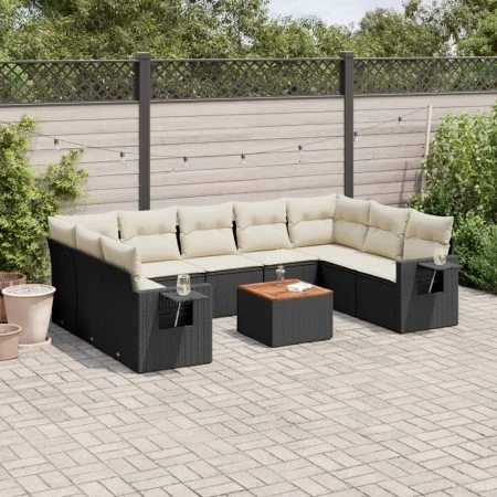 Gartensofa-Set, 10-teilig, mit schwarzen Kissen und synthetischem Rattan. von vidaXL, Gartensets - Ref: Foro24-3257036, Preis...