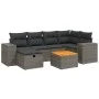 7-teiliges Gartensofa-Set mit grauen PE-Rattan-Kissen. von vidaXL, Gartensets - Ref: Foro24-3265176, Preis: 426,91 €, Rabatt: %