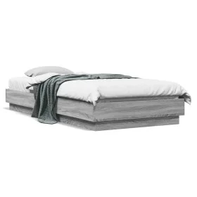 Engineered wood bed frame in Sonoma gray, 90x200 cm. by vidaXL, Beds and slatted bases - Ref: Foro24-839607, Price: 88,25 €, ...