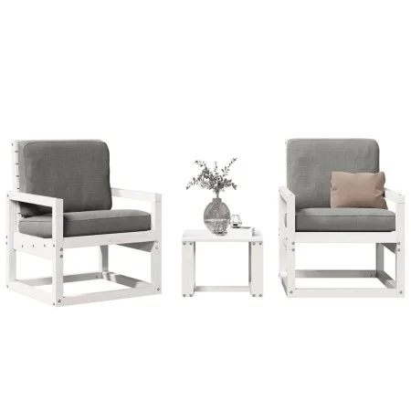 Juego de muebles de jardín 3 pzas madera maciza de pino blanco by vidaXL, Garden sets - Ref: Foro24-832553, Price: 137,82 €, ...