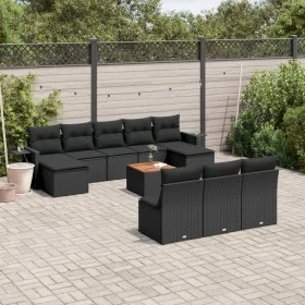 Set de sofás de jardín 11 pzas y cojines ratán sintético negro by vidaXL, Modular outdoor sofas - Ref: Foro24-3224767, Price:...