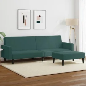 Sofá cama de 2 plazas con taburete terciopelo verde oscuro by vidaXL, Sofas - Ref: Foro24-3216238, Price: 322,67 €, Discount: %
