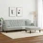 Sofá cama 2 plazas con almohadas taburete terciopelo gris claro by vidaXL, Sofas - Ref: Foro24-3216219, Price: 328,33 €, Disc...