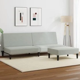 Sofá cama de 2 plazas con taburete terciopelo gris claro by vidaXL, Sofas - Ref: Foro24-3216231, Price: 281,88 €, Discount: %