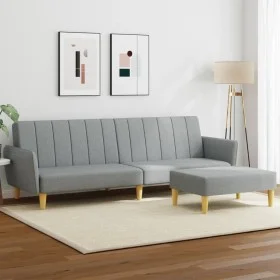 Zweiplätziges Schlafsofa mit Hocker, hellgraues Stoffpolster. von vidaXL, Sofas - Ref: Foro24-3216246, Preis: 332,40 €, Rabat...
