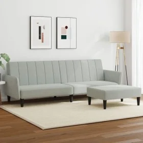 Zweiplätziges Schlafsofa mit Hocker aus hellem grauen Samtstoff. von vidaXL, Sofas - Ref: Foro24-3216250, Preis: 314,67 €, Ra...