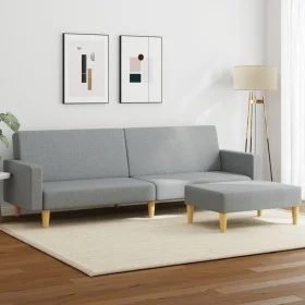 Zweiplätziges Schlafsofa mit Hocker, hellgraues Stoffpolster. von vidaXL, Sofas - Ref: Foro24-3216227, Preis: 328,01 €, Rabat...