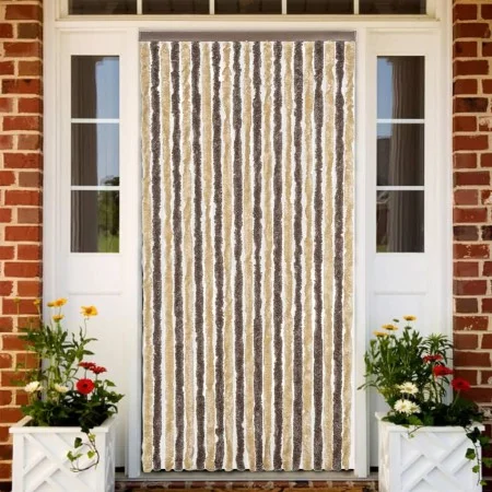 Cortina antimoscas chenilla marrón oscuro y beige 56x200 cm by vidaXL, Mosquito nets for windows - Ref: Foro24-377354, Price:...