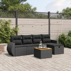 Set de sofás de jardín 6 piezas y cojines ratán sintético negro by vidaXL, Garden sets - Ref: Foro24-3265052, Price: 376,36 €...