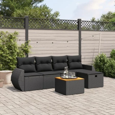 Set de sofás de jardín 6 piezas y cojines ratán sintético negro by vidaXL, Garden sets - Ref: Foro24-3265052, Price: 377,47 €...